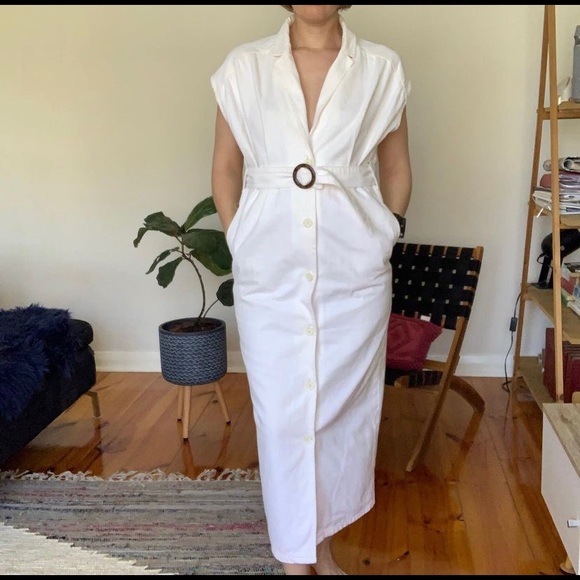 ASOS Tall white denim maxi shirt dress size 12. - Picture 3 of 4